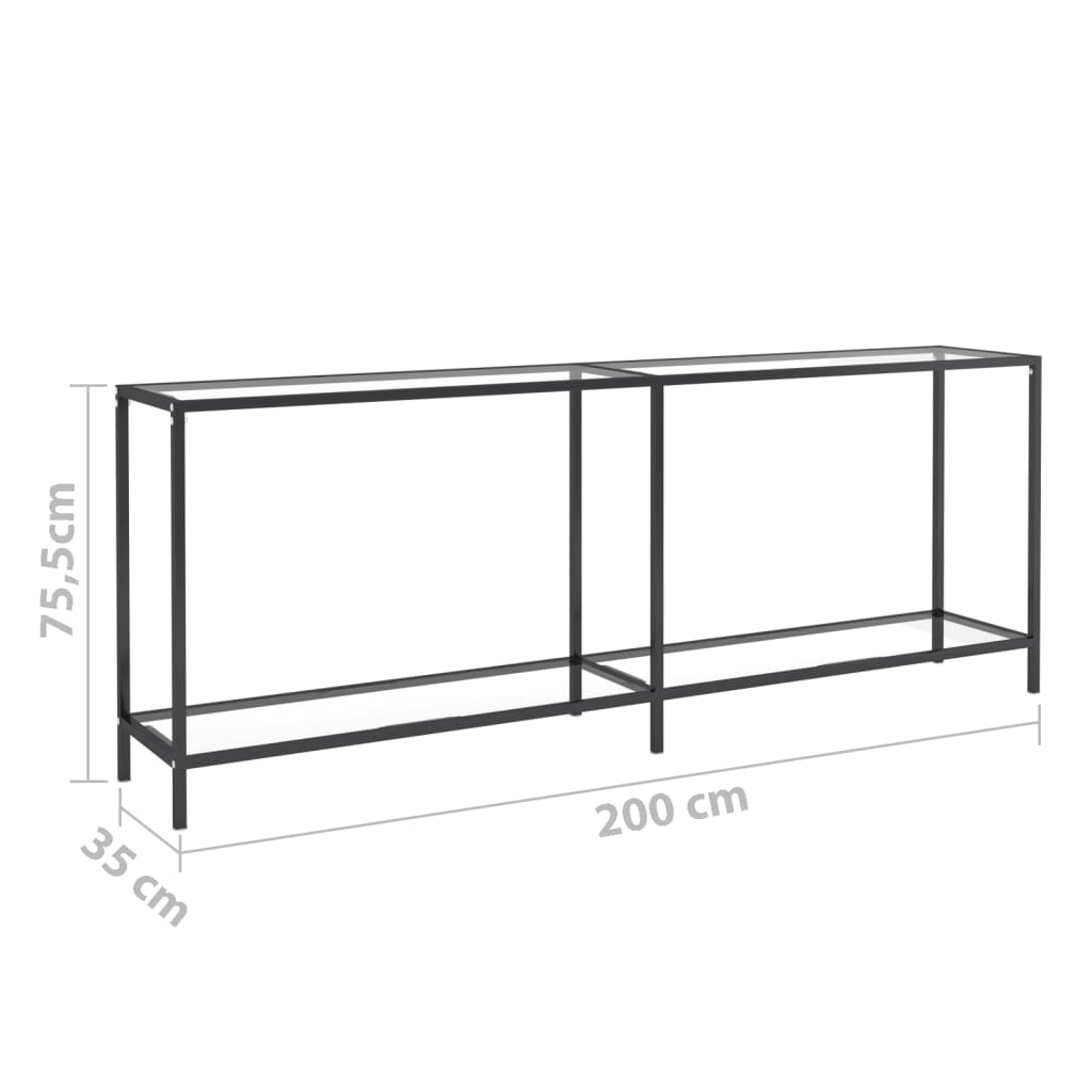 Tavolo Consolle Trasparente 200x35x75,5 cm in Vetro Temperato 331706