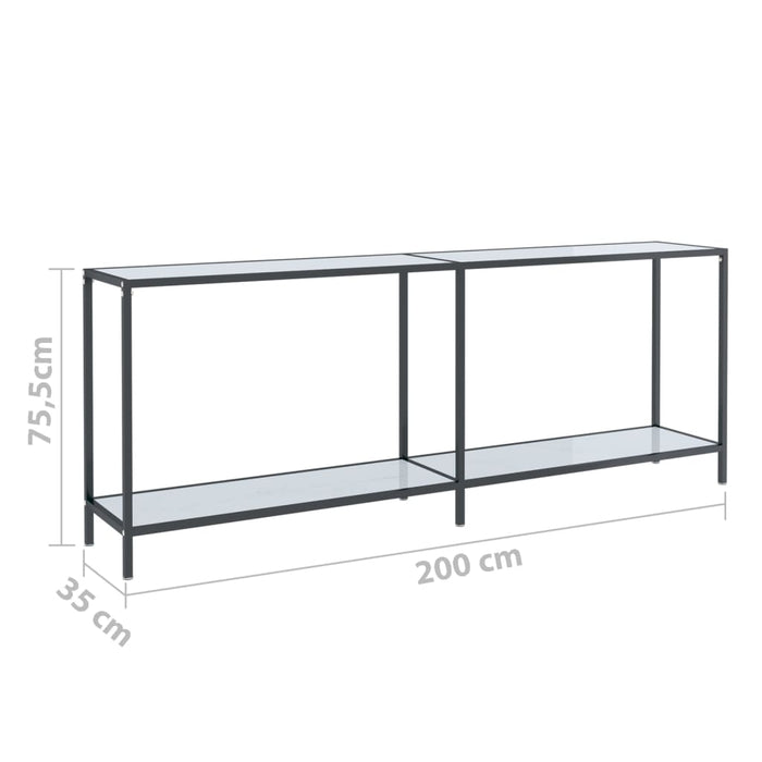 Tavolo Consolle Bianco 200x35x75,5 cm in Vetro Temperato cod mxl 59936