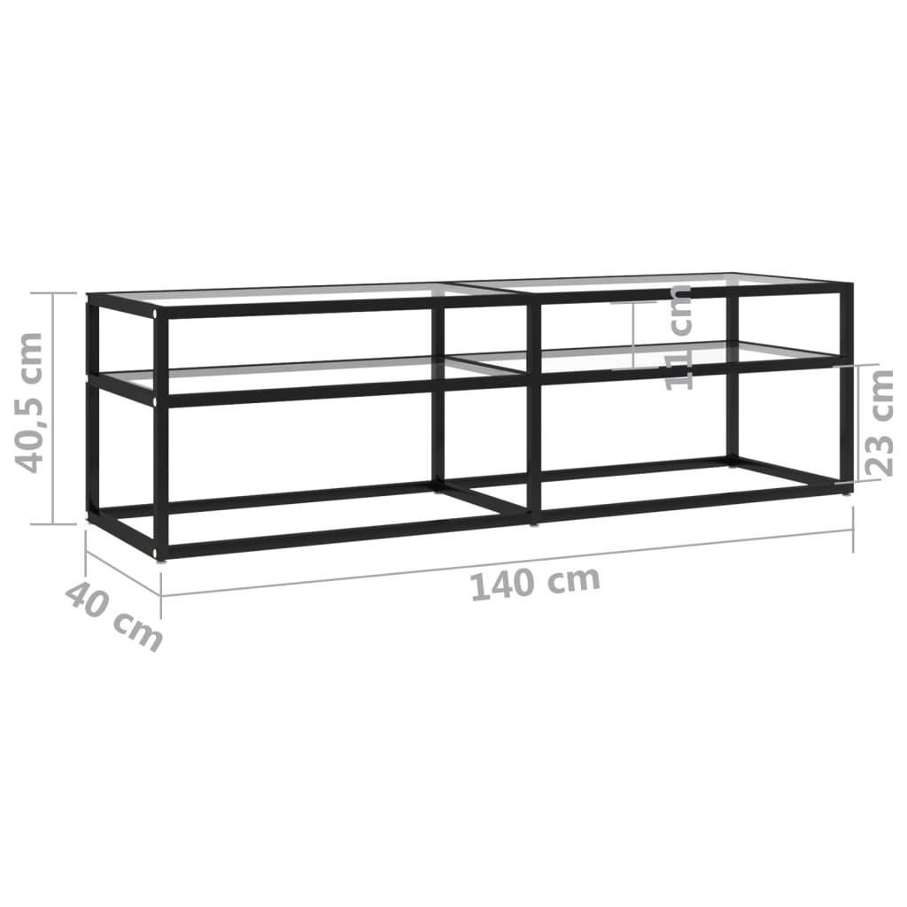 Mobile Porta TV Trasparente 140x40x40,5 cm in Vetro Temperato 331714