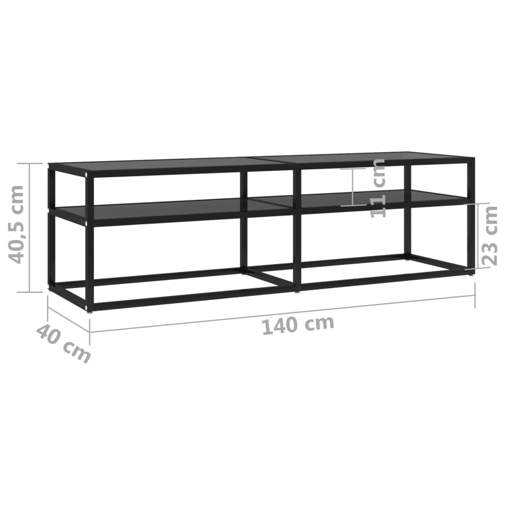 Mobile Porta TV Nero 140x40x40,5 cm in Vetro Temperato 331715