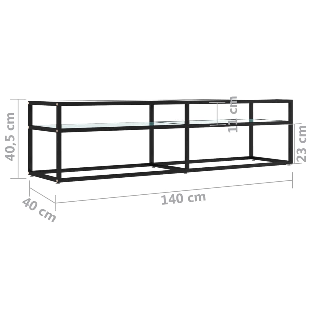 Mobile Porta TV Marmo Bianco 160x40x40,5 cm in Vetro Temperato