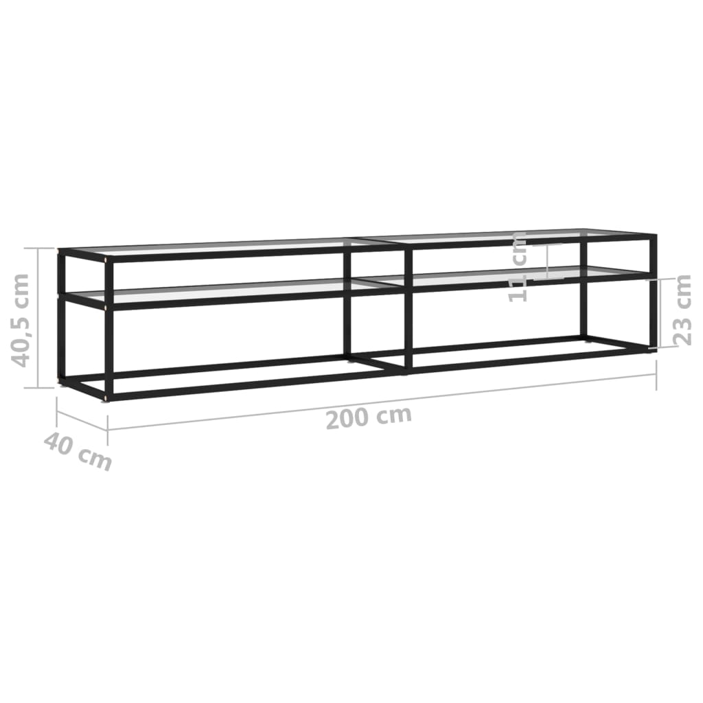 Mobile Porta TV Trasparente 200x40x40,5 cm in Vetro Temperato 331726