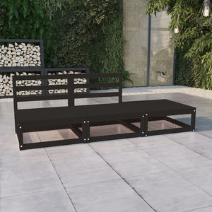 Set Divani da Giardino 3 pz Nero in Legno Massello di Pino cod mxl 37675