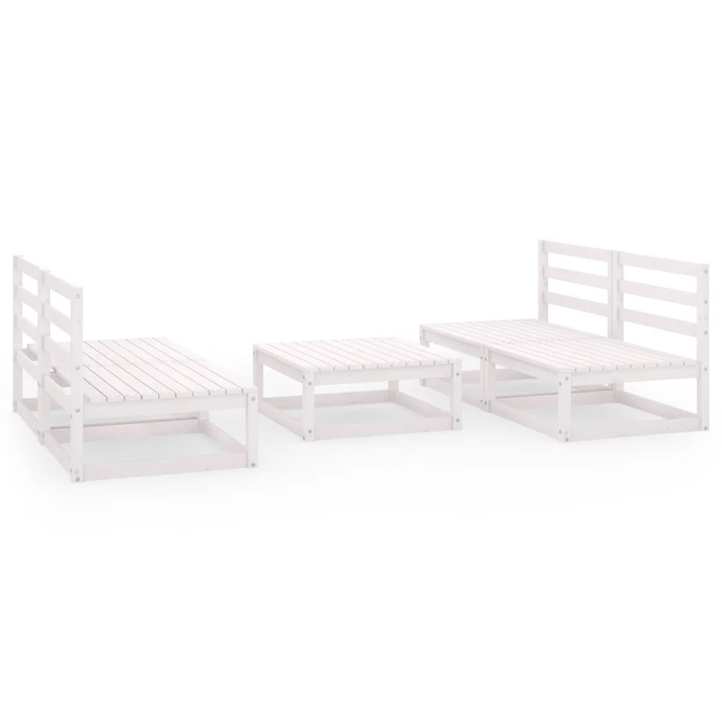 Set Divani da Giardino 5 pz Bianco in Legno Massello di Pino cod mxl 44140