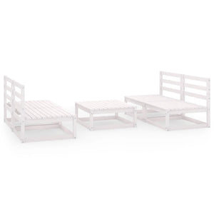 Set Divani da Giardino 5 pz Bianco in Legno Massello di Pino cod mxl 44140