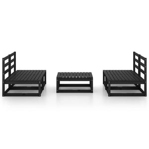 Set Divani da Giardino 5 pz Nero in Legno Massello di Pino cod mxl 37684