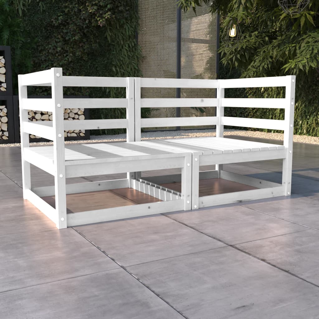 Divano da Giardino a 2 Posti Bianco in Legno Massello di Pino cod mxl 68747