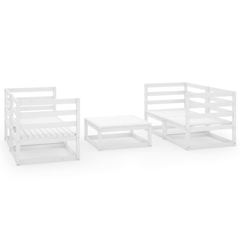 Set Divani da Giardino 5 pz Bianco in Legno Massello di Pino cod mxl 47727