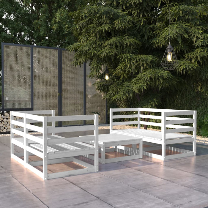 Set Divani da Giardino 5 pz Bianco in Legno Massello di Pino cod mxl 47727