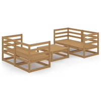 Set Divani da Giardino 5 pz Miele in Legno Massello di Pino 3075257