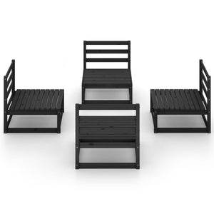 Set Divani da Giardino 4 pz Nero in Legno Massello di Pino cod mxl 37688