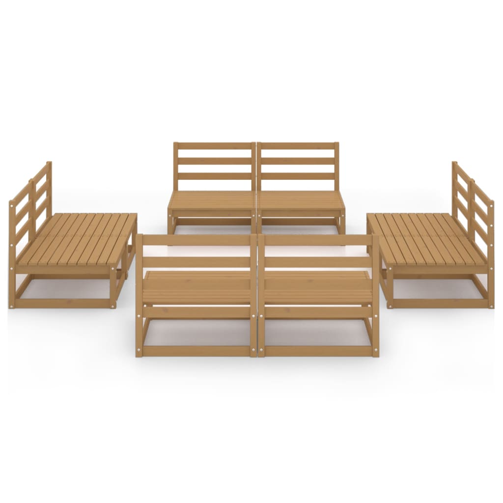 Set Divani da Giardino 8 pz Miele in Legno Massello di Pino cod mxl 37693