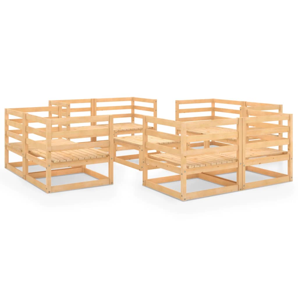 Set Divani da Giardino 9 pz in Legno Massello di Pino cod mxl 40198