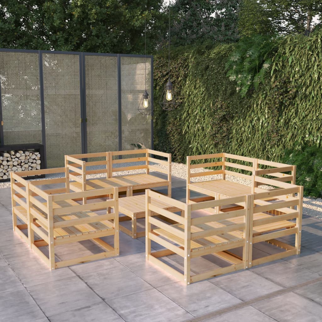 Set Divani da Giardino 9 pz in Legno Massello di Pino cod mxl 40198