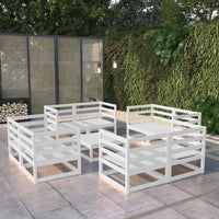 Set Divani da Giardino 9 pz Bianco in Legno Massello di Pino cod mxl 37707