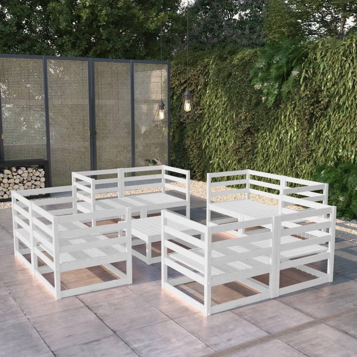 Set Divani da Giardino 9 pz Bianco in Legno Massello di Pino cod mxl 37707