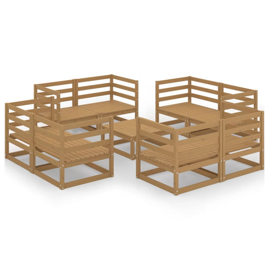 Set Divani da Giardino 9 pz Miele in Legno Massello di Pino 3075292