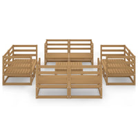 Set Divani da Giardino 9 pz Miele in Legno Massello di Pino 3075292