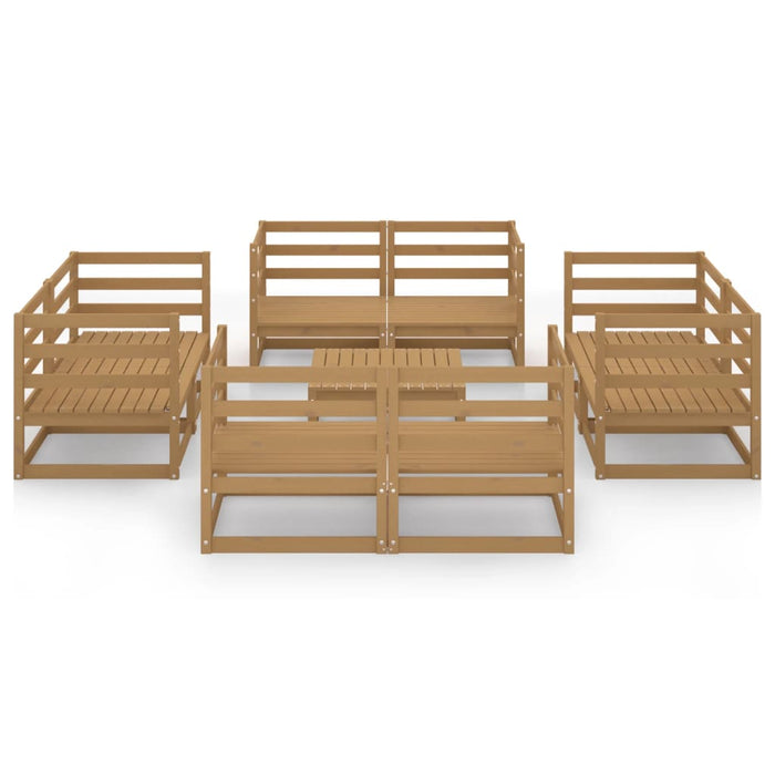 Set Divani da Giardino 9 pz Miele in Legno Massello di Pino 3075292