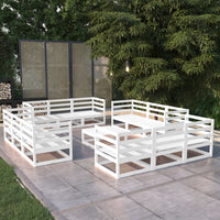 Set Divani da Giardino 13 pz Bianco in Legno Massello di Pino cod mxl 44158