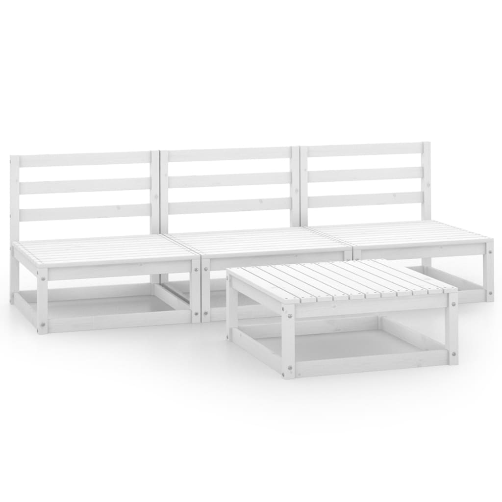 Set Divani da Giardino 4 pz Bianco in Legno Massello di Pino cod mxl 44247