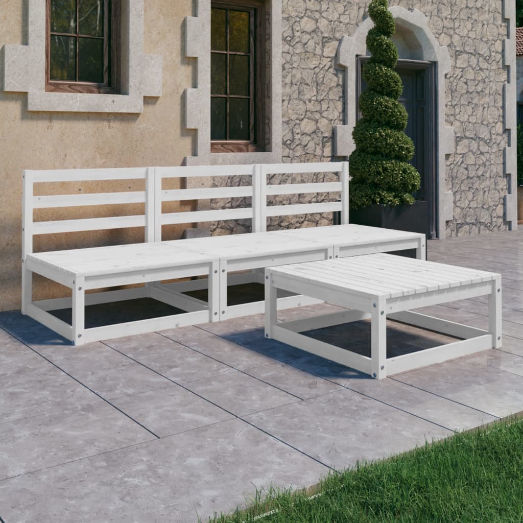 Set Divani da Giardino 4 pz Bianco in Legno Massello di Pino cod mxl 44247