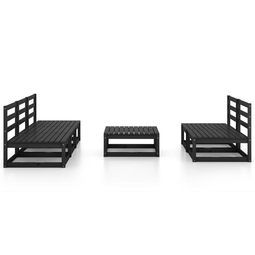 Set Divani da Giardino 6 pz Nero in Legno Massello di Pino cod mxl 37711