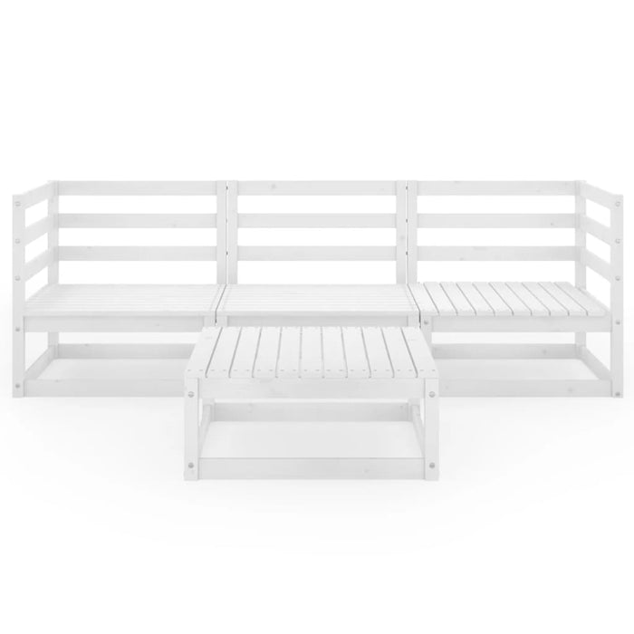 Set Divani da Giardino 4 pz Bianco in Legno Massello di Pino 3075325