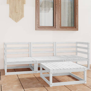 Set Divani da Giardino 4 pz Bianco in Legno Massello di Pino cod mxl 40029