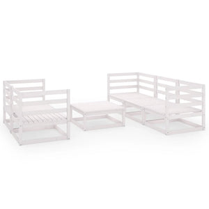 Set Divani da Giardino 6 pz Bianco in Legno Massello di Pino cod mxl 44401