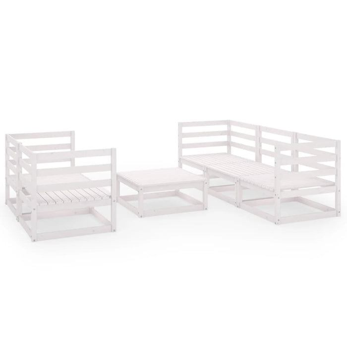 Set Divani da Giardino 6 pz Bianco in Legno Massello di Pino cod mxl 44401