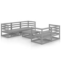 Set Divani da Giardino 6 pz Grigio in Legno Massello di Pino 3075331