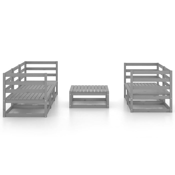 Set Divani da Giardino 6 pz Grigio in Legno Massello di Pino 3075331