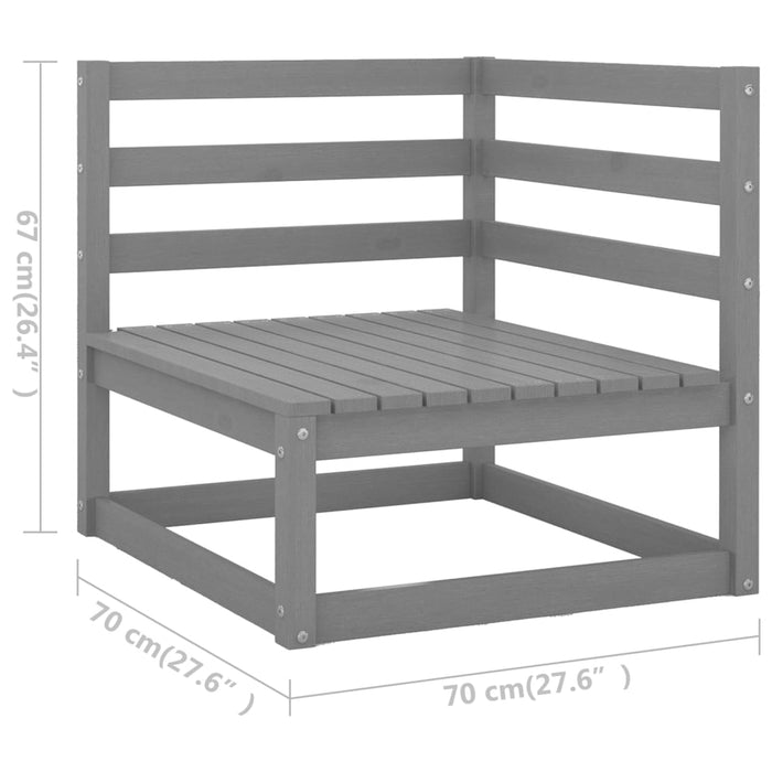 Set Divani da Giardino 6 pz Grigio in Legno Massello di Pino