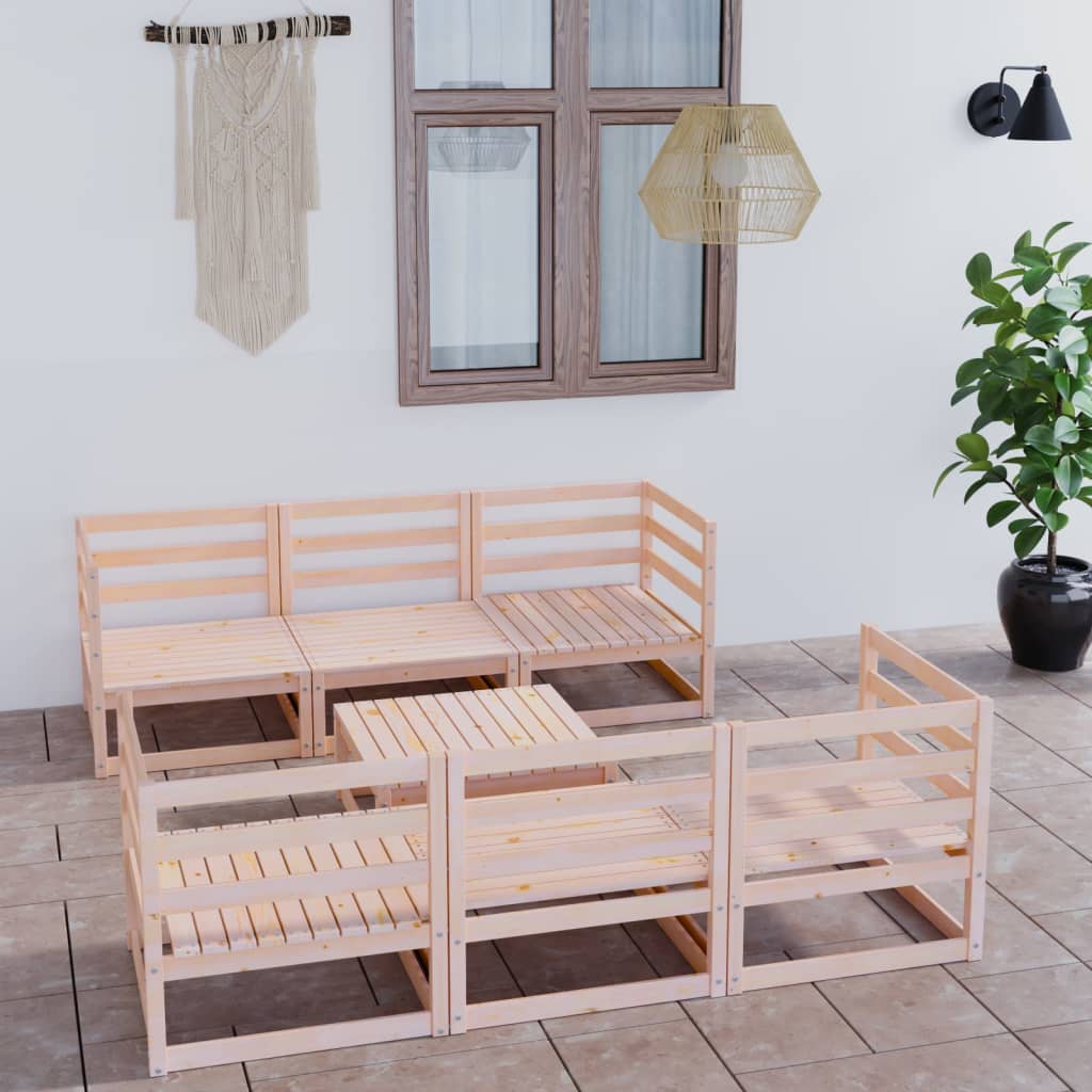 Set Divani da Giardino 7 pz in Legno Massello di Pino cod mxl 41579