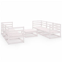 Set Divani da Giardino 7 pz Bianco in Legno Massello di Pino 3075335