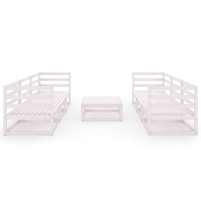 Set Divani da Giardino 7 pz Bianco in Legno Massello di Pino 3075335