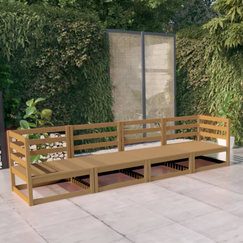 Divano da Giardino 4 Posti Marrone Ambra Legno Massello di Pino 3075362