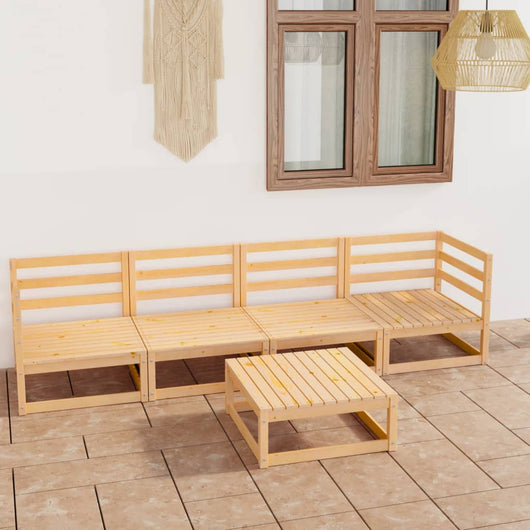 Set Divani da Giardino 5 pz in Legno Massello di Pino cod mxl 40678