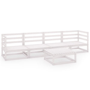 Set Divani da Giardino 5 pz Bianco in Legno Massello di Pino 3075365