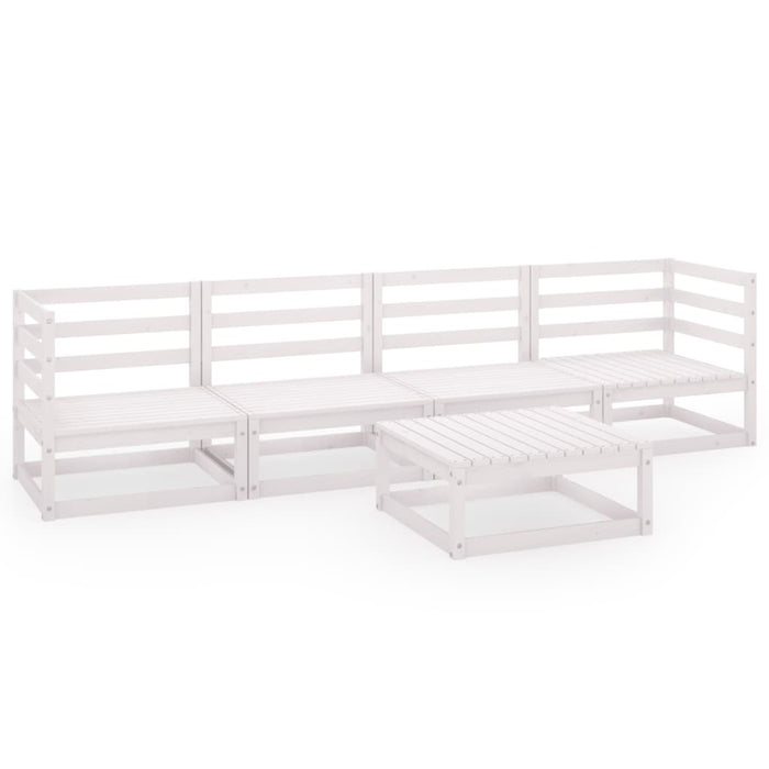 Set Divani da Giardino 5 pz Bianco in Legno Massello di Pino 3075365