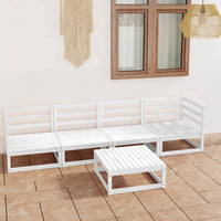 Set Divani da Giardino 5 pz Bianco in Legno Massello di Pino 3075365