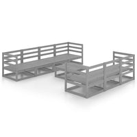 Set Divani da Giardino 8 pz Grigio in Legno Massello di Pino 3075371