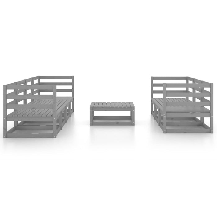 Set Divani da Giardino 8 pz Grigio in Legno Massello di Pino 3075371