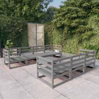 Set Divani da Giardino 8 pz Grigio in Legno Massello di Pino 3075371