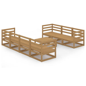 Set Divani da Giardino 8 pz Miele in Legno Massello di Pino 3075372