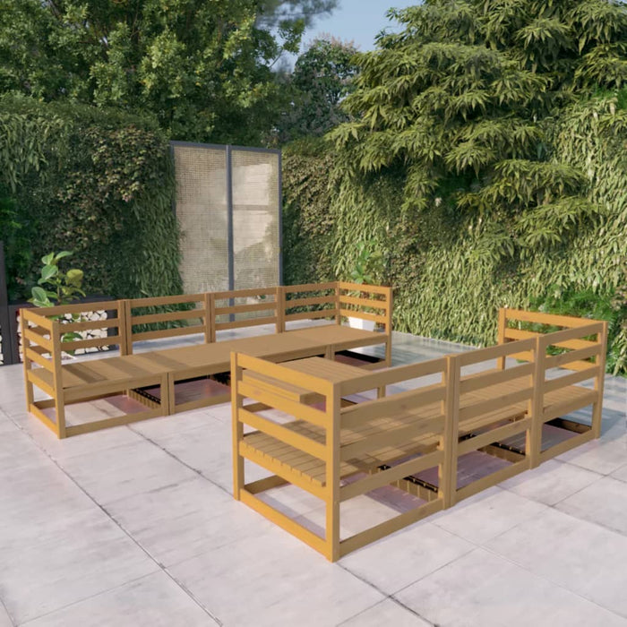 Set Divani da Giardino 8 pz Miele in Legno Massello di Pino 3075372