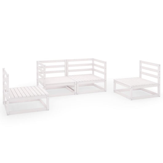 Set Divani da Giardino 4 pz Bianco in Legno Massello di Pino cod mxl 44045