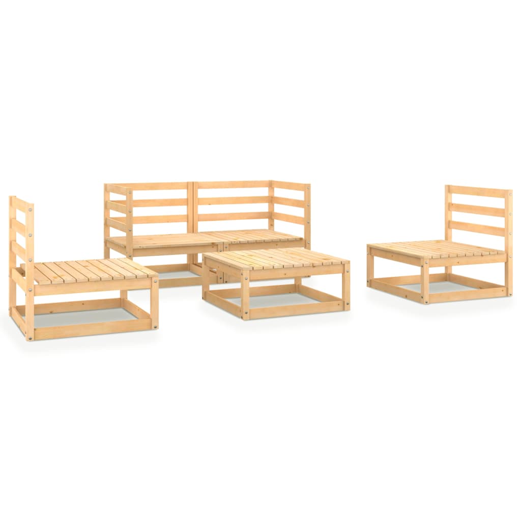 Set Divani da Giardino 5 pz in Legno Massello di Pino cod mxl 36309