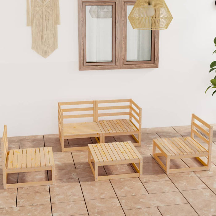 Set Divani da Giardino 5 pz in Legno Massello di Pino cod mxl 36309